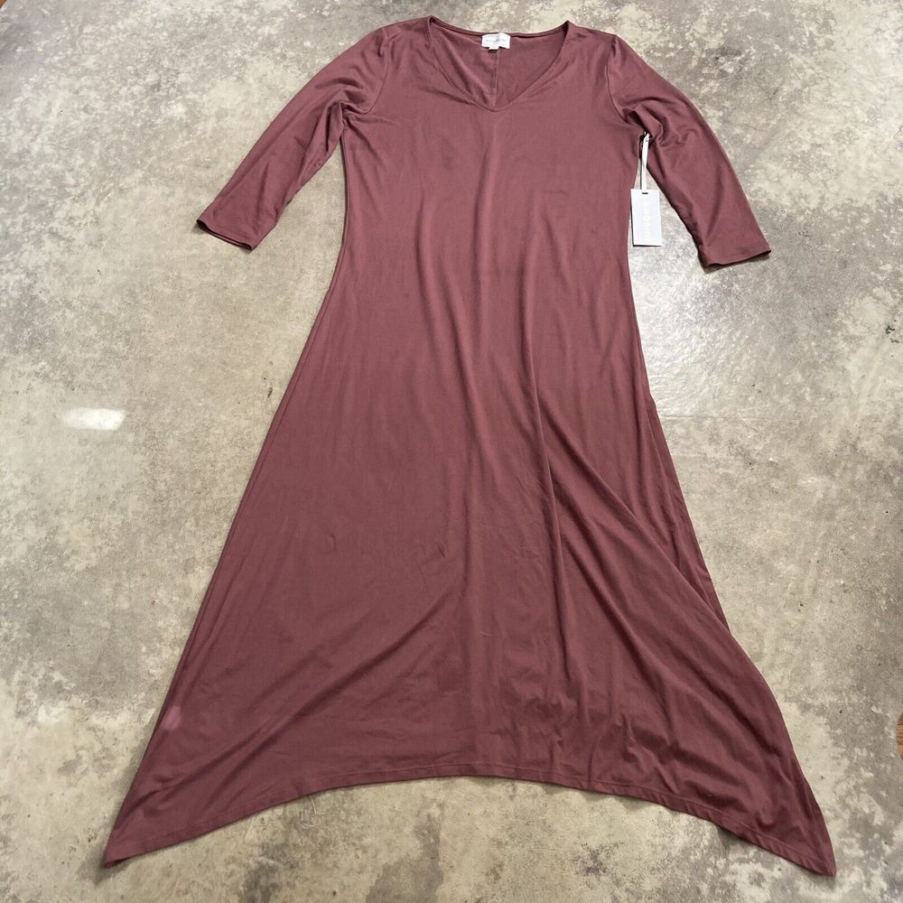 Honorine Dress Womens XS Casual Midi Georgia Rum Red Long Sleeve Relaxed‎